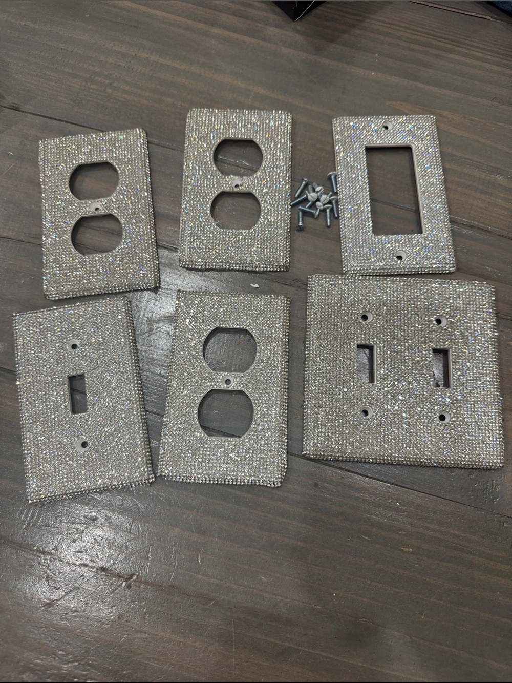 Good Condition Switch Plate Covers Rhinestone Silver Bling Sparkly